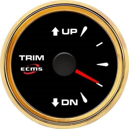 New Design Marine Boat Yacht Automotive Trim Gauge UP-DN 0-190 Ohms 9-32V 52mm 2 Inch 316L Gold Bezel Black Dial 802-00058