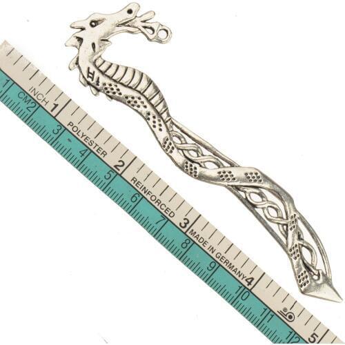 Office School Stationery Metal Bookmarks DIY Iarge Long Flat Animal Dragon Double Vintage Silver New Jewelry Findings 115mm 5Pcs