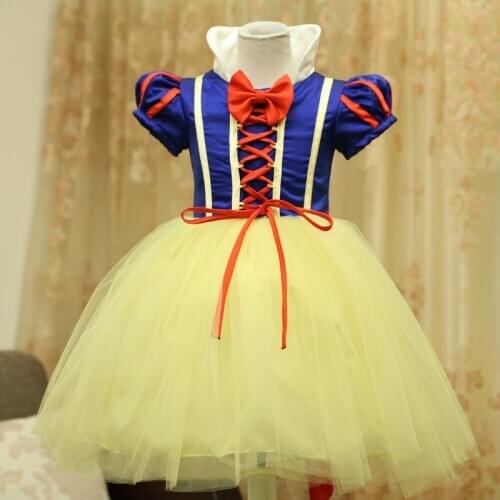 Princess Snow White Dress up Costume for Girls Kids Puff Sleeve Costumes with Long Cloak Child Party Birthday Fancy Gown