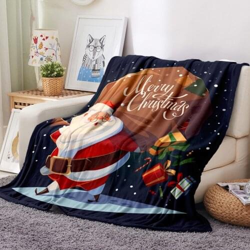 Merry Christmas Flannel Blanket 3D Print Cartoon Happy New Year Soft Blanket for Bedroom Fashion Throw Blanket Party Blanket