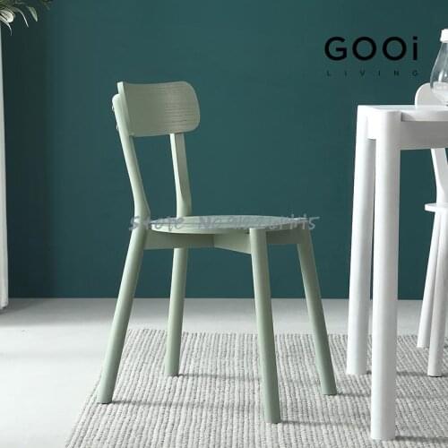 GOOi Nordic solid wood chair home stylish modern minimalist wooden back chair dining table restaurant lounge chair stool