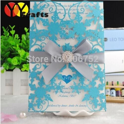 Snowflake blue and vaious color laser cut birthday party wedding favor invitation card