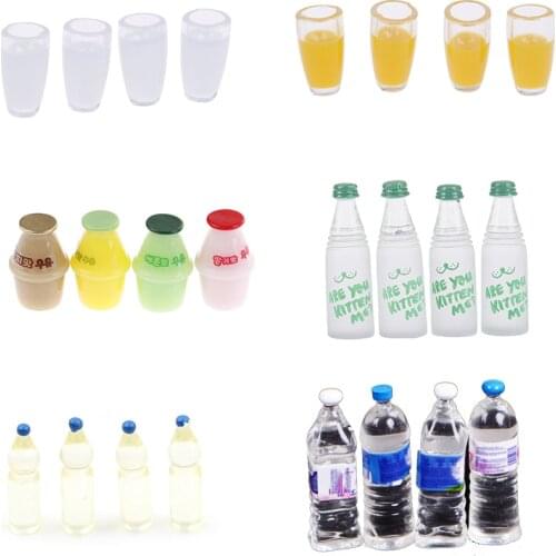 4pcs Kids Gift Pretend Toys Mini Mineral Water Drink Bottles Dollhouse Miniature Toy Doll Food Kitchen living Room Accessories