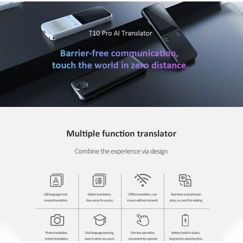 2021 T10 PRO Smart Voice Translator 137 Multi Languages in Real Time Online Instant Off Line Translation AI Learning Conversion