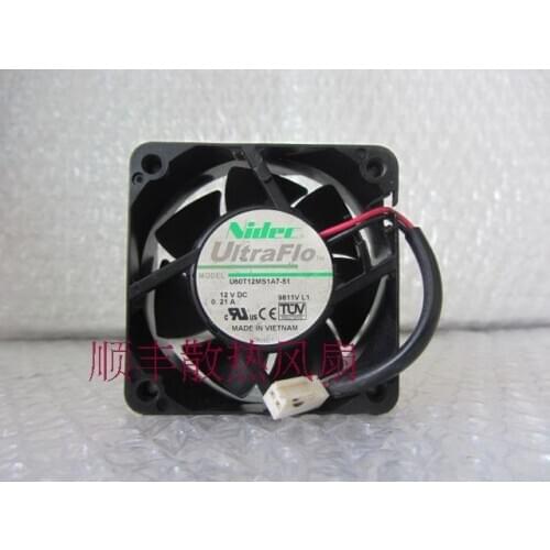 Nidec U60T12MS1A7-51 Server Cooling Fan DC 12V 0.21A 60x60x25mm 2-wire