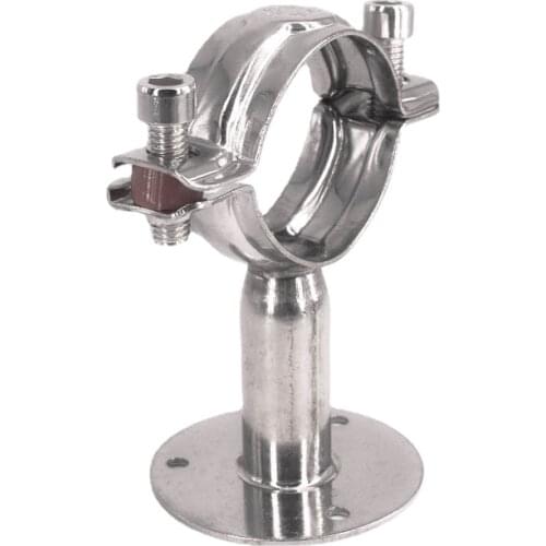 12-108mm 3/4"-4" Pipe Hanger Bracket Clamp 1-1/2" 38mm Support Clip With Base Plate 304 Stainless For Beer Brewing L=50mm