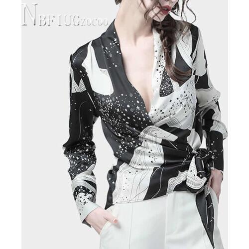 2020 Long Sleeve Slim V Neck Women Blouse Spring Temperament Female Blouses