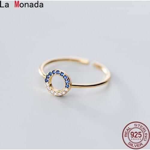 La Monada Hollow Circle Finger Rings For Women 925 Silver Jewelry For Women Rings Adjustable Silver Ring 925 Women Korean Open