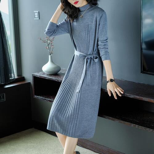 Sweater dress female winter turtleneck women long jumper warm knitted dresses Korean style winter dresses women 2018 AA4307