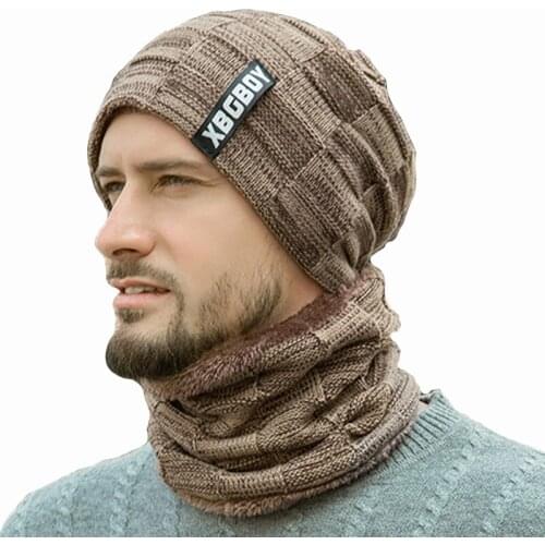 Winter Scarf Hat Set Outdoor Sport Warm Beanies Hat For Men Knitted Hats Bandana Hiking Camping Kid Neck Warmer Cap Neck Gaiter
