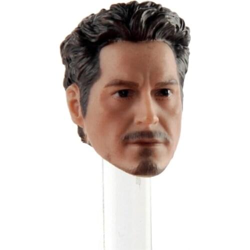1/12 Tony Stark Male Head Sculpt Carving Model Accessory Fit 6'' Action Figure Body In Stock