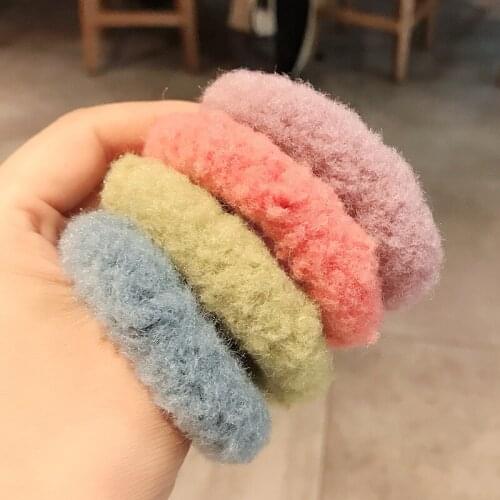 1PCS Autumn And Winter Solid color lamb hair circle Sweet furry hair ring Scrunchies for Women Elastic Girls Hair Accessories