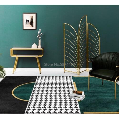 200*300cm Fashion Modern Houndstooth Dark Green Geometric Splicing Living Room Bedroom Bedside Carpet Mat Customization