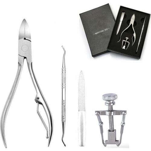 3/4pcs/set Nail Clipper Set Ingrown Nail Correction Stainless Steel Manicure Tools Eagle Beak Pliers Nail File Pedicure Tool Kit