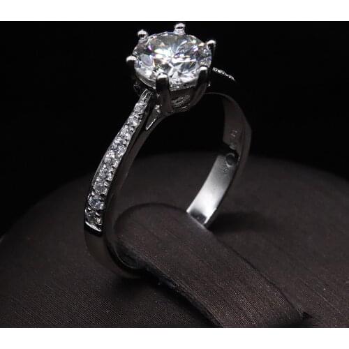 925 Sterling Silver Moissanite Stone jewelry Round Cut 1ct 2ct 3ct EF color Anniversary Wedding Diamond Ring for Women
