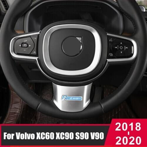 Stainless Steel Car Styling Steering Wheel Trim Sequin Cover Sticker For Volvo XC60 XC90 V90 S90 2018 2019 2020 Accessories