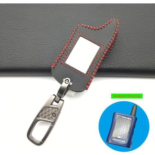 For Russian Version 2-Way Scher Khan Magicar A/B Lcd Two Way High Quality Body Leather Case Keychain Covers Car Alarm Remote