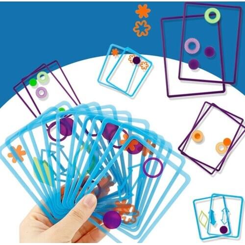 Kids Multiple Overlapping Swish Transparent Card Spatial Logical Puzzle Early Educational Toy Durable Table Game For Children