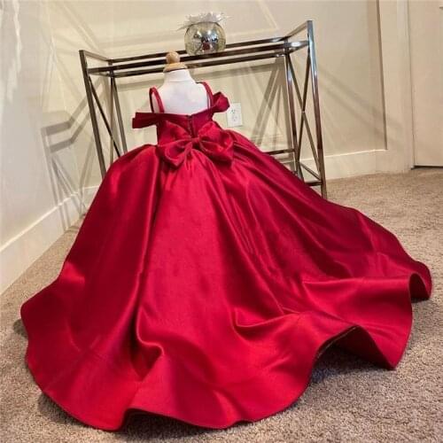 Baby Dress Satin Princess Gown Infant 1 Year Birthday Dress Christmas Party Dress Newborn Girl Clothes 9M-14Y