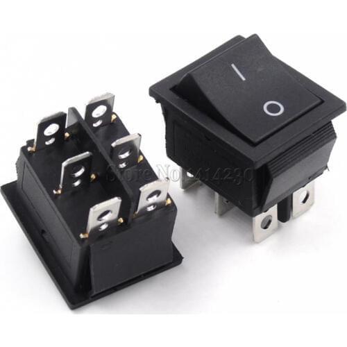 KCD4-201 25X31mm 6 Pin 2 Position 16A 250V 20A 125VAC ON-OFF DPST Snap in Black Rocker Switch