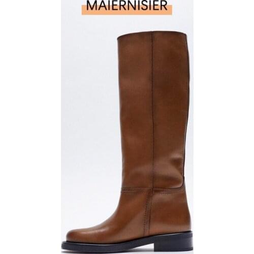 Retro Brown Over The Knee Boots Leather Platform WomenS Boots 2022 New Warm Boots Office WomenS Boots