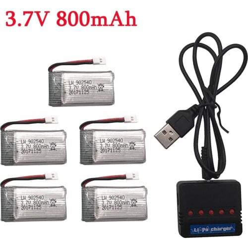 Limskey 800mAh 3.7V LiPo Battery + USB Charger for SYMA X5C X5 X5SW X5HW X5HC RC Drone Quadcopter Spare Battery Parts