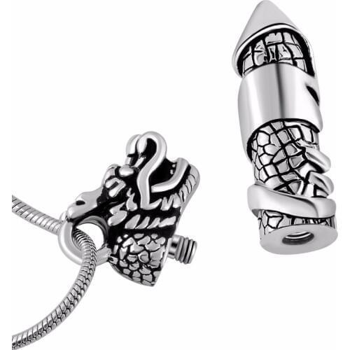 Men dragon Locket memorial urn pendant necklace cremation screw animal jewelry dropship