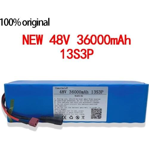 New 48V 36000mAh 1000w 13S3P XT60 48V Lithium ion Battery Pack 100Ah For 54.6v E-bike Electric bicycle Scooter with BMS+charger