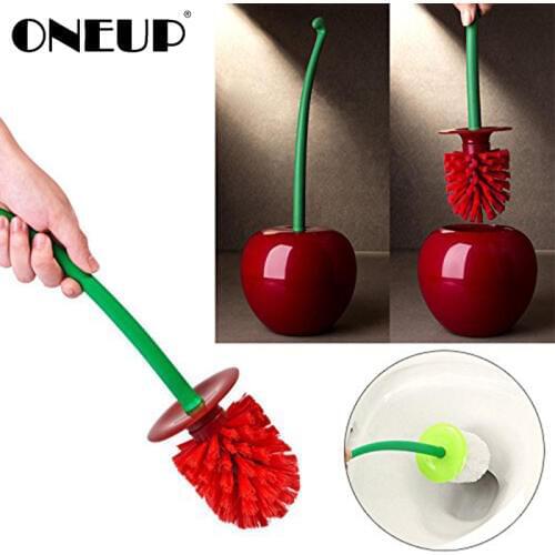 ONEUP Lovely Cherry Shape Toilet Brush For Household Lavatory Cleaning Tool Washroom Set Bathroom Plastic Toilet Cleaning Brush