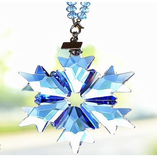 DIY Multicolor Christmas Snowflake Hanging Glass Pendant Crystal Suncatcher Prism Chandelier Parts Ornament Party Decoration