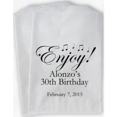 Custom Musical Notes enjoy BIRTHDAY popcorn candy Buffet lolly bags Baby Shower Bakery Cookie desserts gift Favors packets