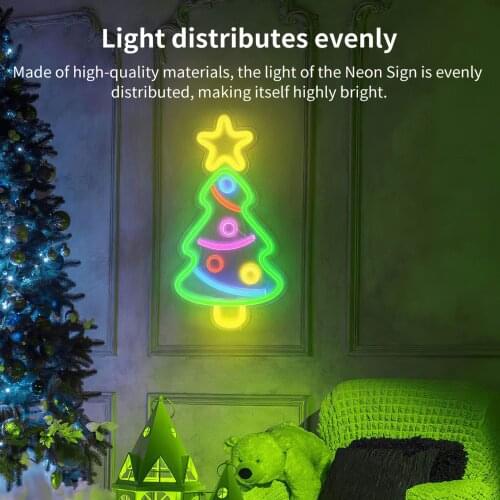 Christmas TreeNeon Sign LED Neon Lights USB/Battery Power Neon Lamp Christmas Kids Bedroom Home Decor Lamp Decoration