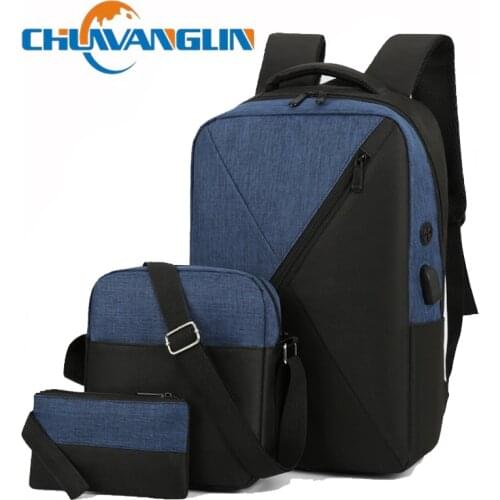 Chuwanglin 3PCS Mens Backpack USB Charging Mens Bag Casual Multifunctional Backpacks Men School Bags 3 sets Backpacks 4231138