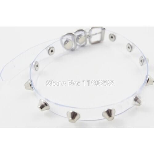 Sexy Punk Harajuku Rock Buckle PVC 100% Handmade Vinyl Clear Choker Spikes Rivets Collar Necklace