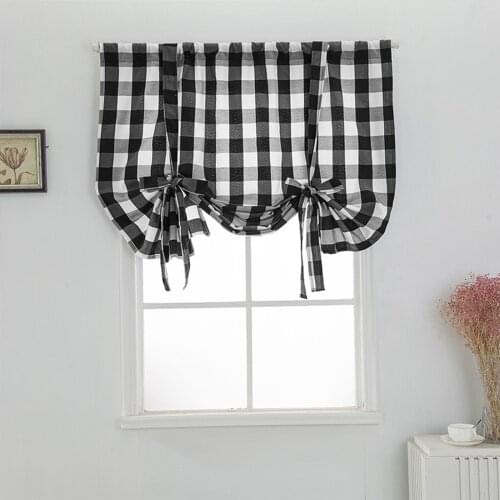3 Colors Newest Arrival Plaid Print Window Curtain with Hole Adjustable Roman Blinds Blackout Drapes for Living Room Kitchen