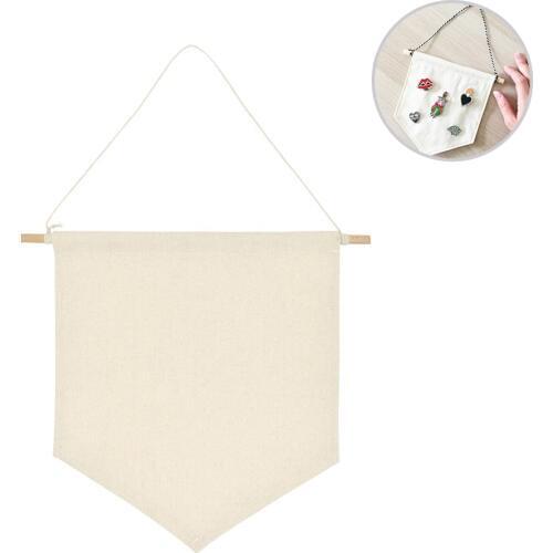 Pin Display Pennant Banner Enamel Lapel Pin Badge Flag Plain Blank Canvas Wall Banner Badge Storage Home Hanging Decorations
