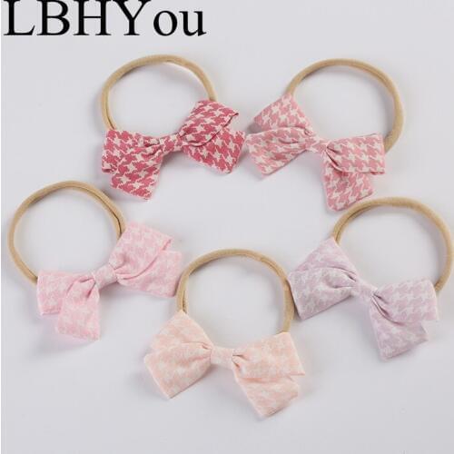 Super Soft Skinny Nylon Headbands With Fabric Bows,One Size Fit Most Knot Bow Nylon Head Wraps,Baby Girls Hair Accessories