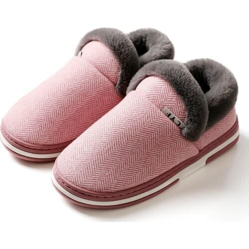 Cotton Slippers All-Inclusive With Winter Home Indoor Mens Non-Slip Thick-Soled Warm Plush Home Cotton Shoes Women Winter