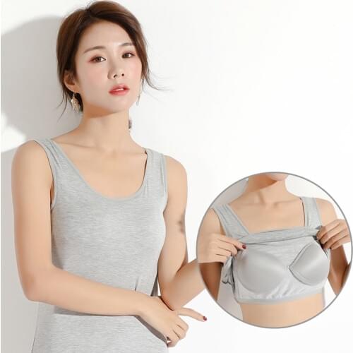 Modal Vest Top Women Lingerie Chest Pad Sleeveless Straps Summer Solid Tank Tops One-piece Female Camisoles Underwear