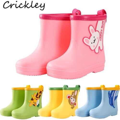 Spring Kids Rain Boots Cartoon Animal Pattern Ankle Boot For Boys Children PVC Waterproof Soft Bottom Comfortable Girls' Shoes