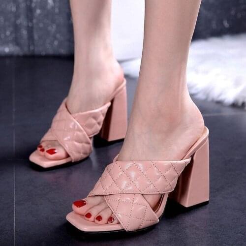 Womens shoes Block heel sandals 2020 Summer style High Heels Features Woven sandals hand woven belt sandals plus size 35-43