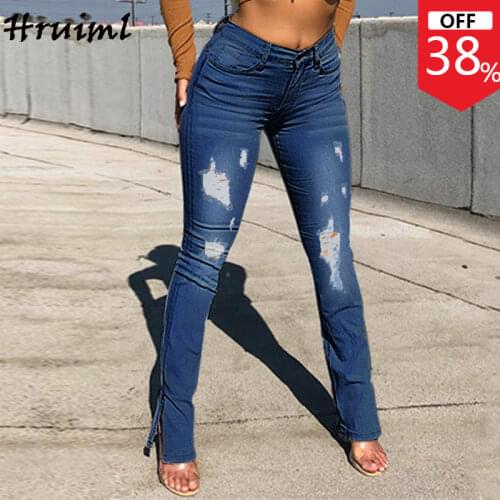 Wholesale&dropshipping Pants Women 2021 Solid Color High Waist Hole Design Pencil Pants Elegant Fashion Autumn Streetwear Jeans