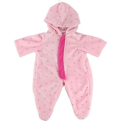 1pcs Pink Plush Jumpsuit Wear For 17 Inch Doll 43cm Baby Doll Clothes