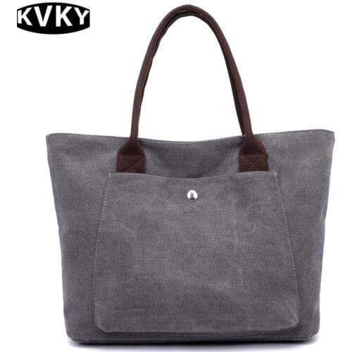 2018 KVKY Large Pocket Womens Canvas Handbags Casual Tote Shoulder Crossbody Bags For Women Bolsa Feminina Ladies Hand Bags Sac