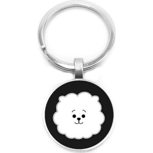 2019 Childrens Jewelry Pendant Cartoon Cute Animal Head Glass Dome Round Pendant Keychain Jewelry Gift