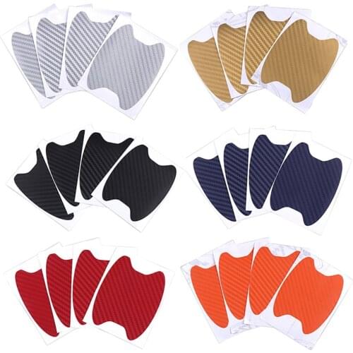 4Pcs Car Door Handle Grab Car Sticker Protective Film Carbon Fiber Sticker
