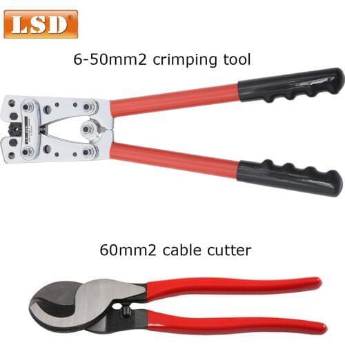 6-50mm2 CU/AL cable lug crimper tool LX-50B Hexagonal Copper bare Terminal Crimp tools electric 60mm2 cable cutter