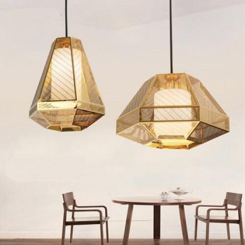 Diamond stainless steel light pyramid chandelier creative Nordic postmodern hotel engraved flowers and shadow Pendant LU726246