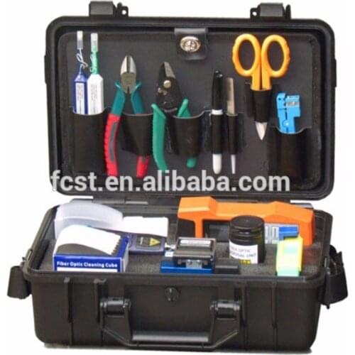 FCST210405 Aluminum FTTH FTTX Splicing Machine Tool Kit With Fiber Cleaver & Tri-Hole Fiber Optic Stripper And PON Power Meter