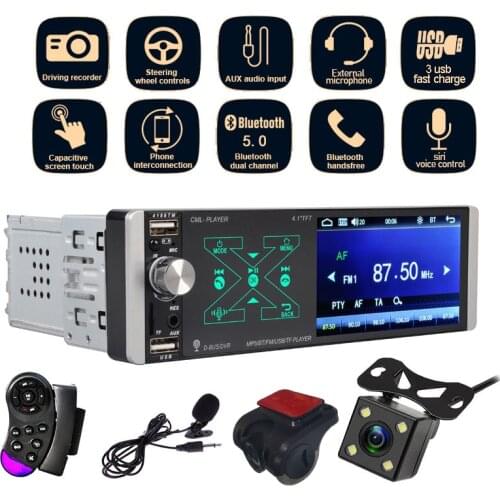 1 Din MP5 Car Radio 4188TM AI AUX SD U FM Disk Artificial Intelligence Touch FM Siri 1080P Mirror Link Bluetooth 5.0 4.1